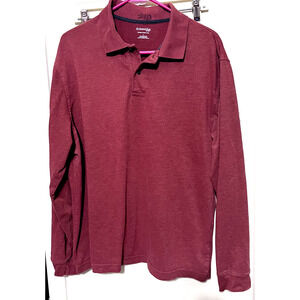 St Johns Bay Mens Shirt Size L Rust Brown Sueded Jersey Long sleeve Polo